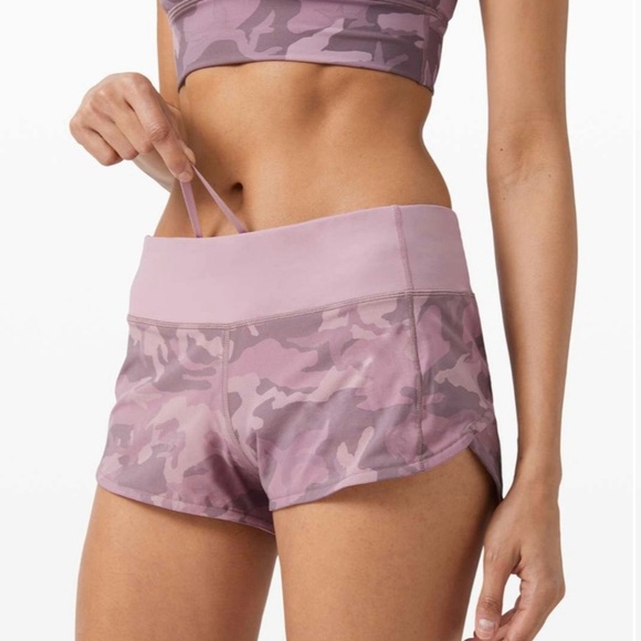 Lululemon Speed Up Shorts 4” Tall Mid Rise |Incognito Camo Pink Taupe Multi Sz 8 - Picture 2 of 9